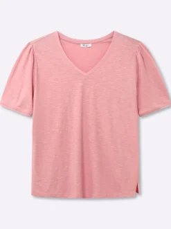 V-Shirt in Flammgarn-Struktur