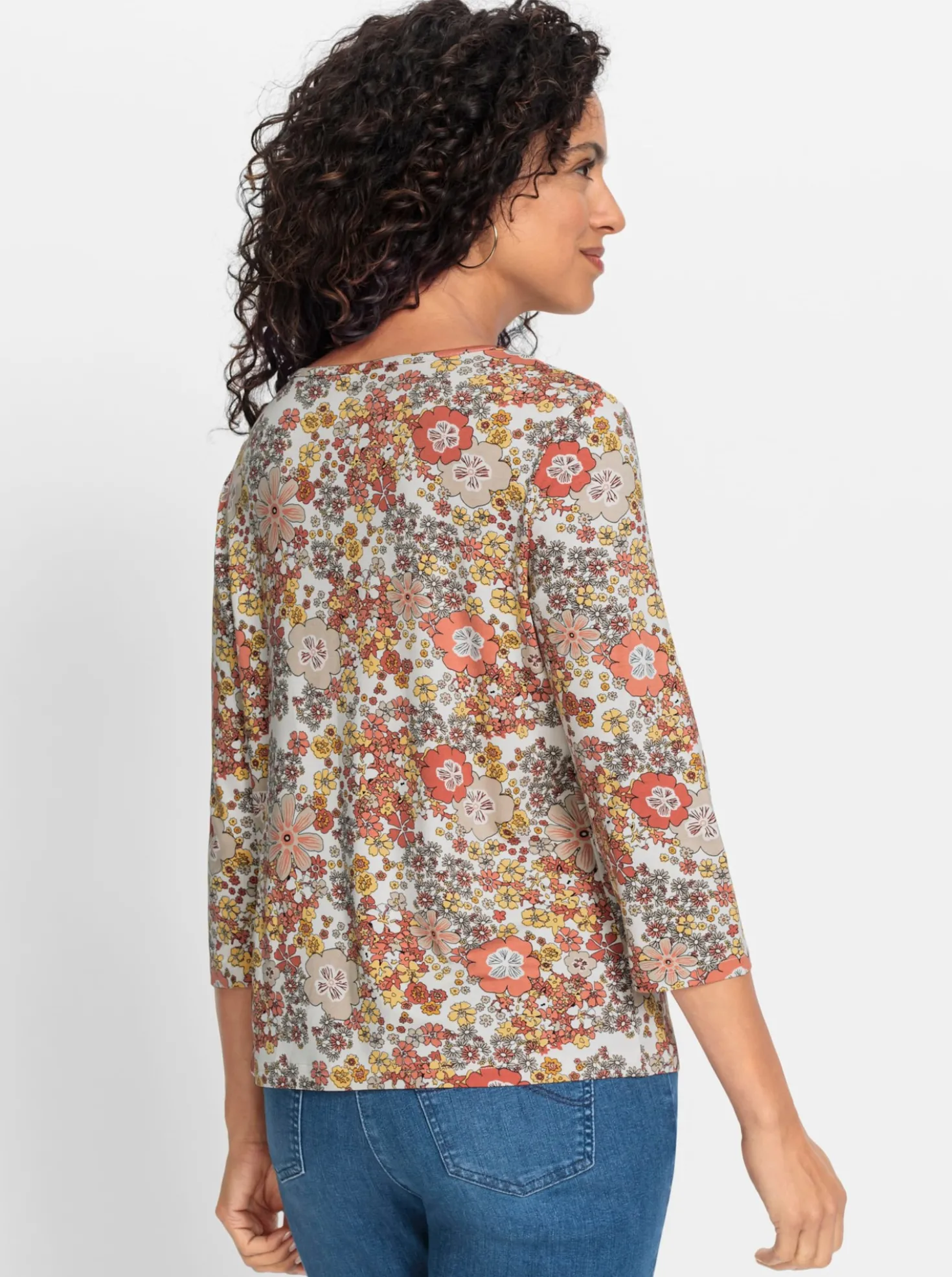 V-Shirt mit Blütenmuster