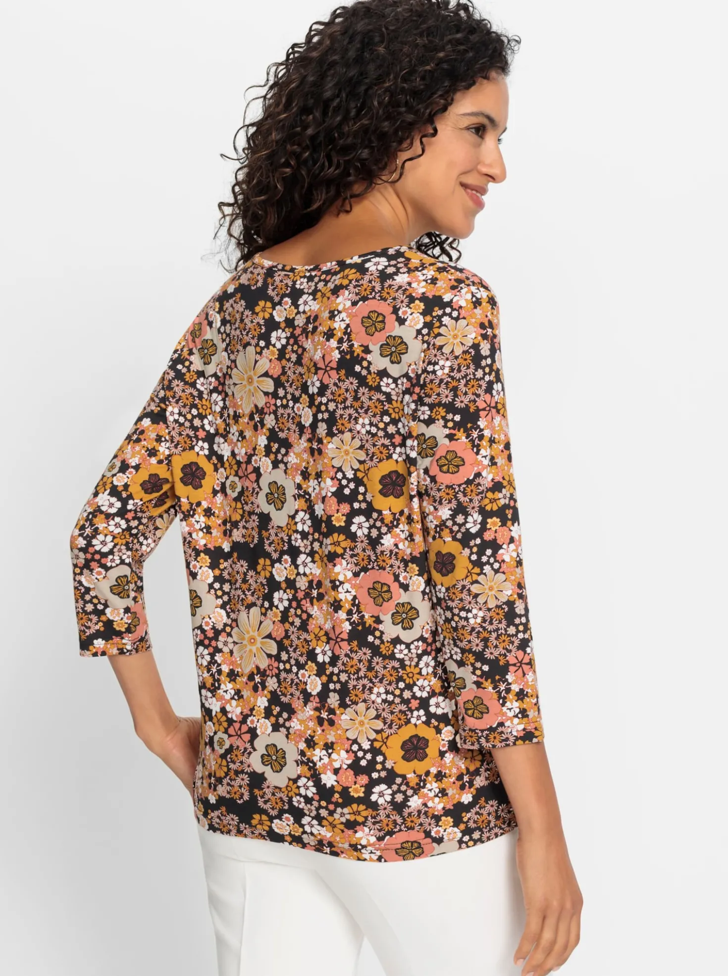 V-Shirt mit Blütenmuster