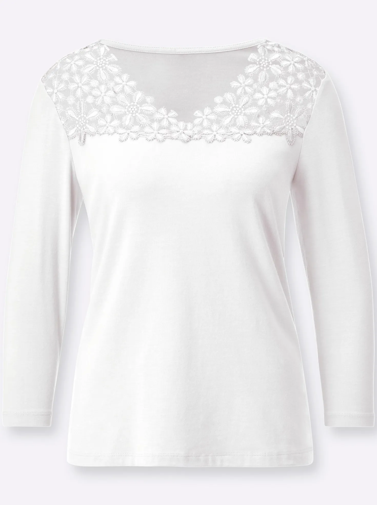 V-Shirt mit Blütenspitze