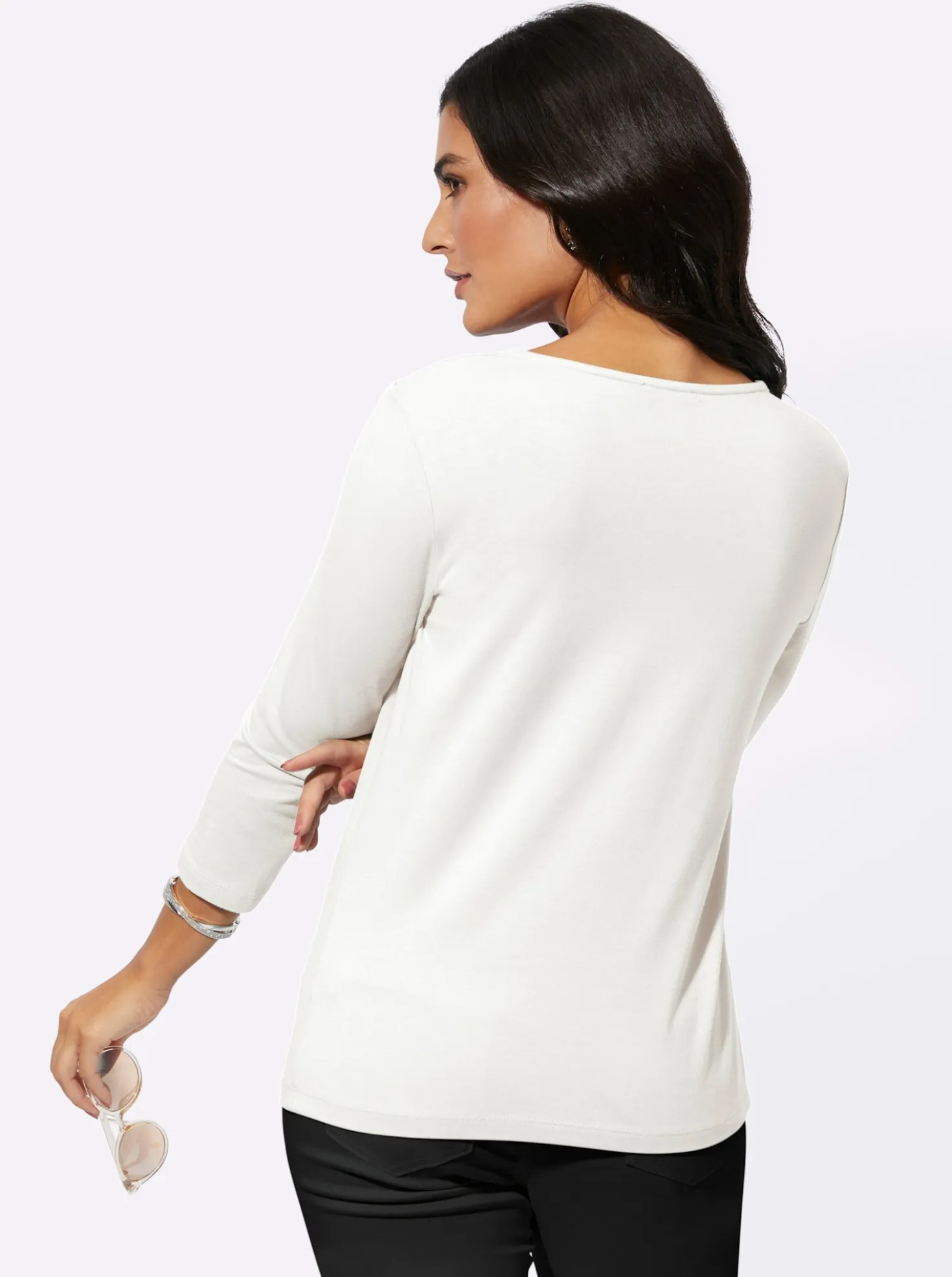 V-Shirt mit Blütenspitze