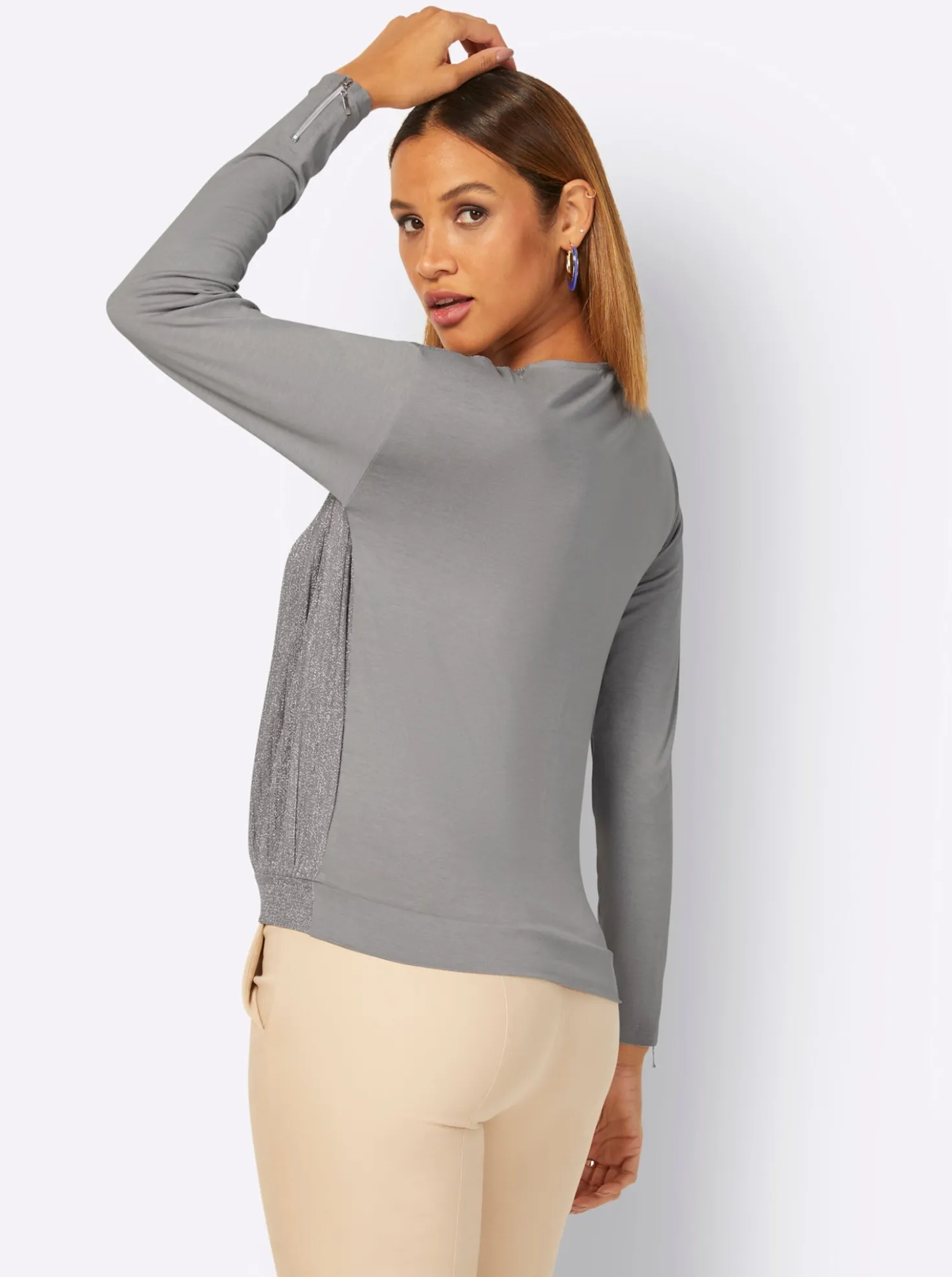V-Shirt mit Glanzgarnen