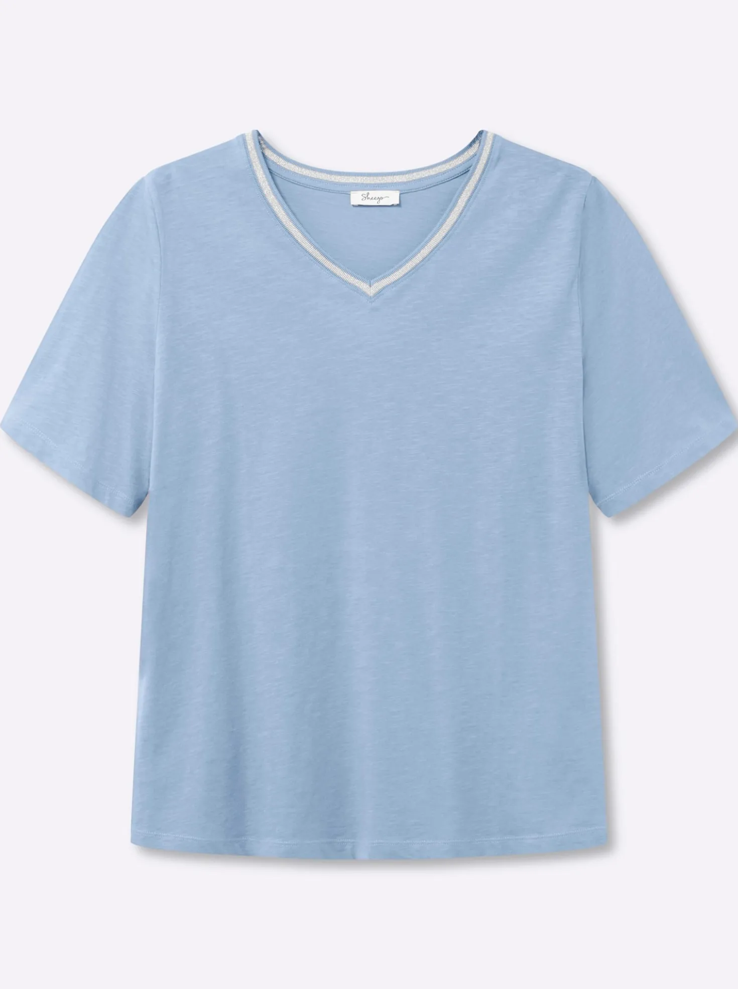 V-Shirt mit Glitzergarn-Streifen
