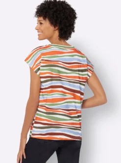 V-Shirt mit Ripp-Blende
