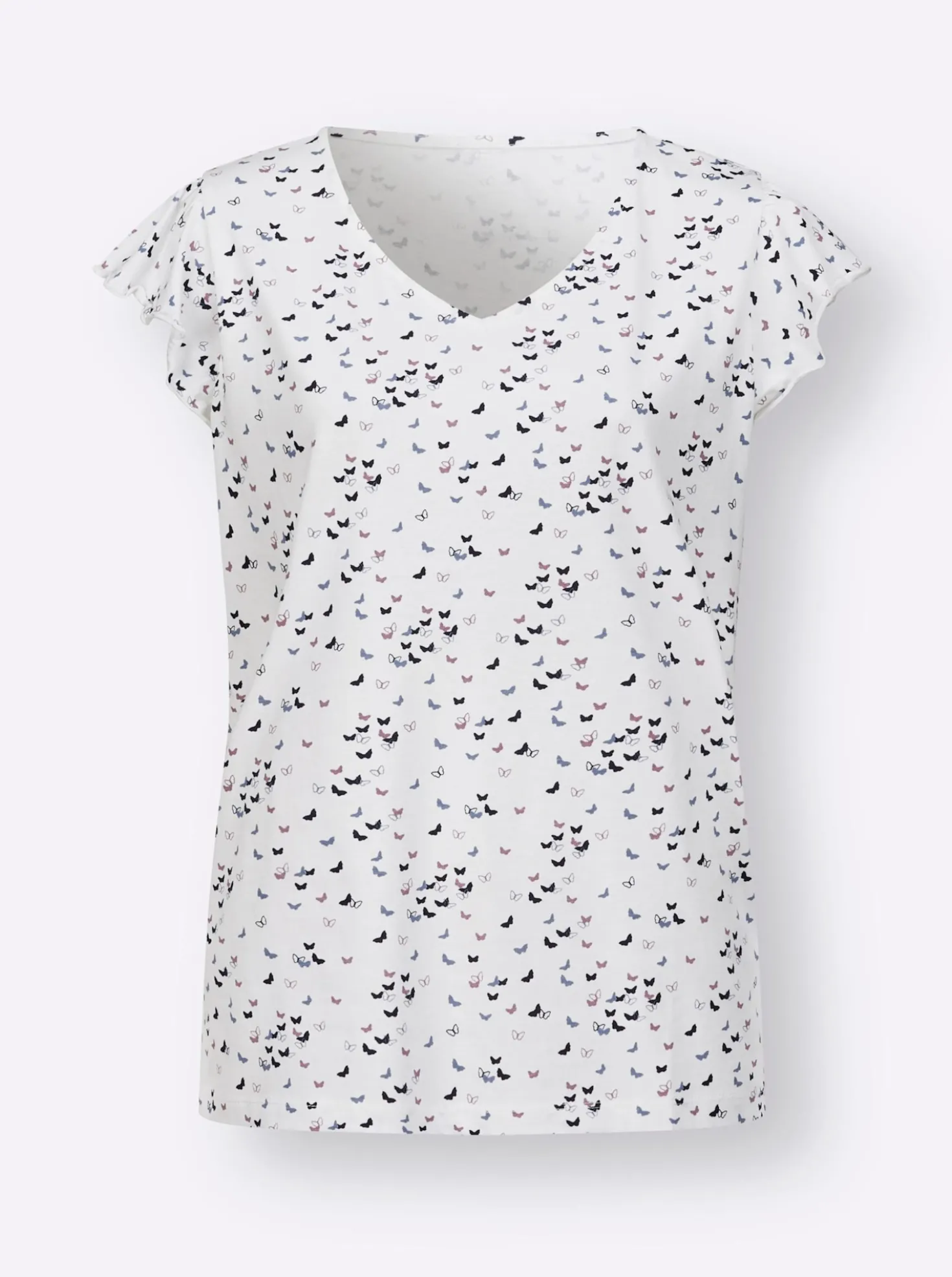 V-Shirt mit Schmetterling-Muster