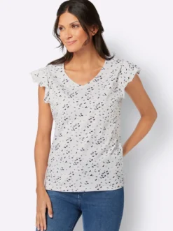 V-Shirt mit Schmetterling-Muster