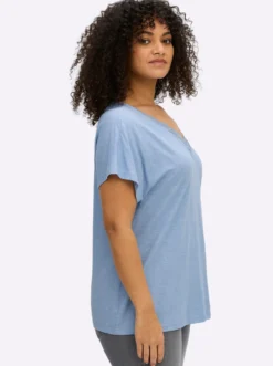 V-Shirt mit Spitze am Ausschnitt