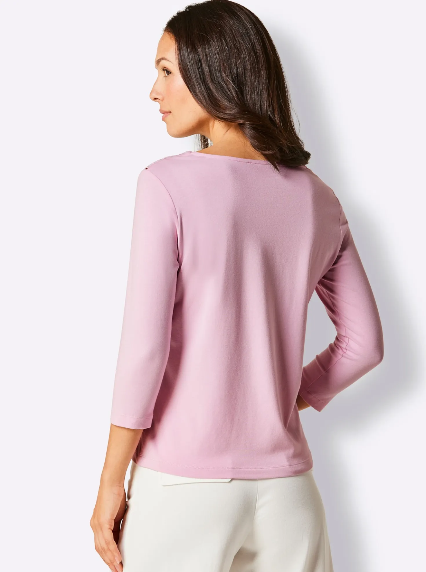 V-Shirt mit Spitze, Modal-Mix