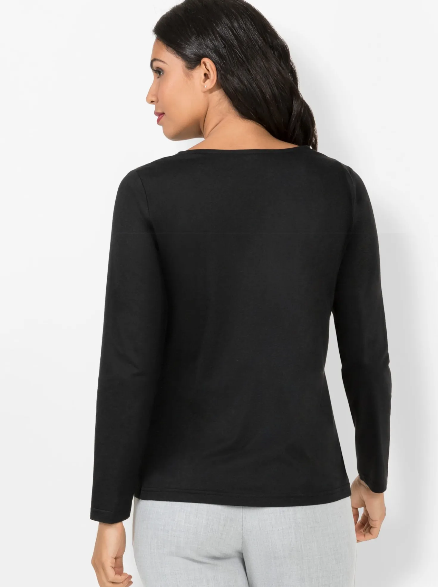 V-Shirt mit Spitzen-Einsatz