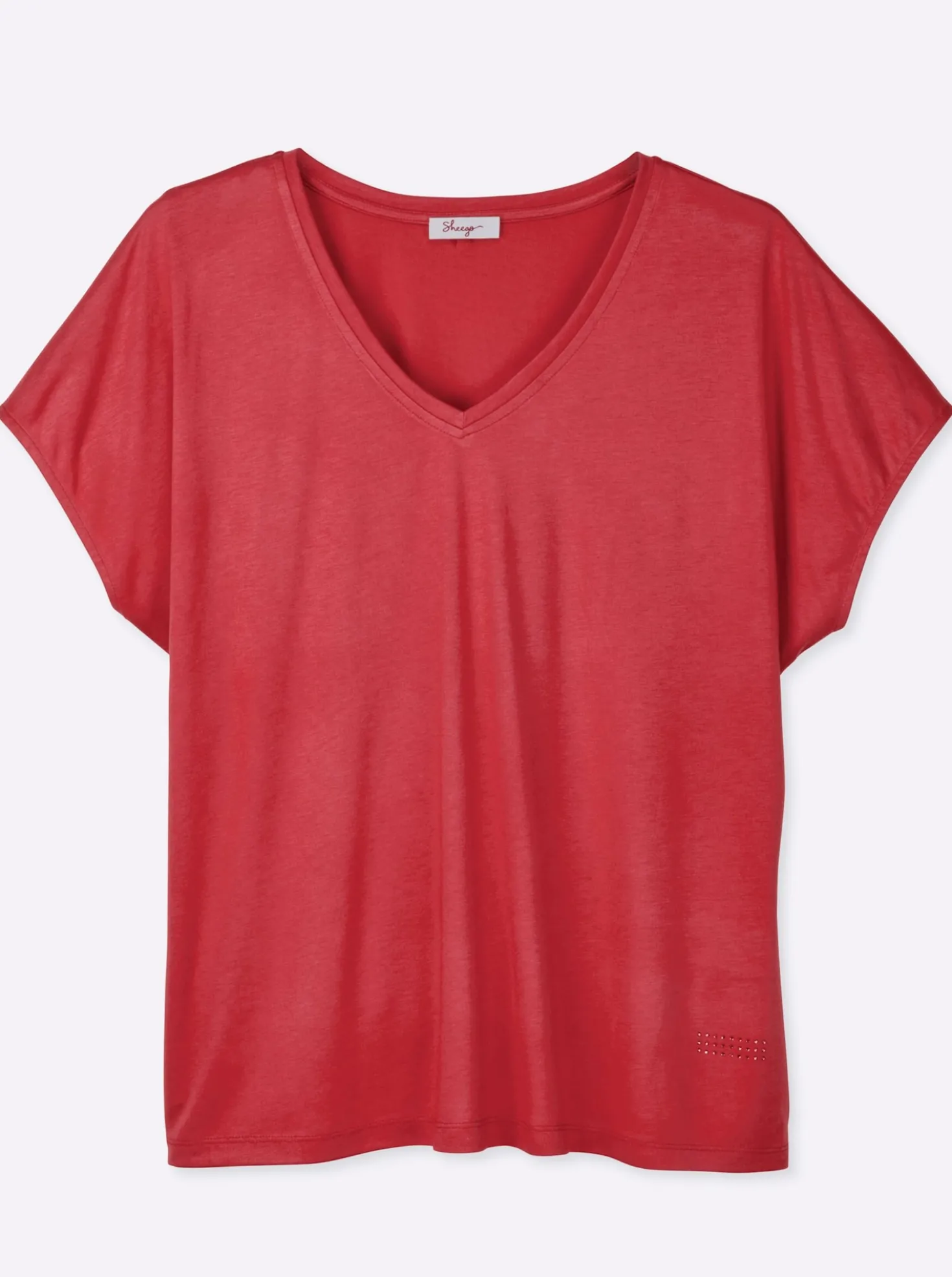 V-Shirt mit Strass-Detail