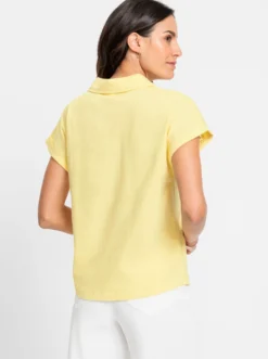 V-Shirt mit transparentem Spitzenband an der Schulter