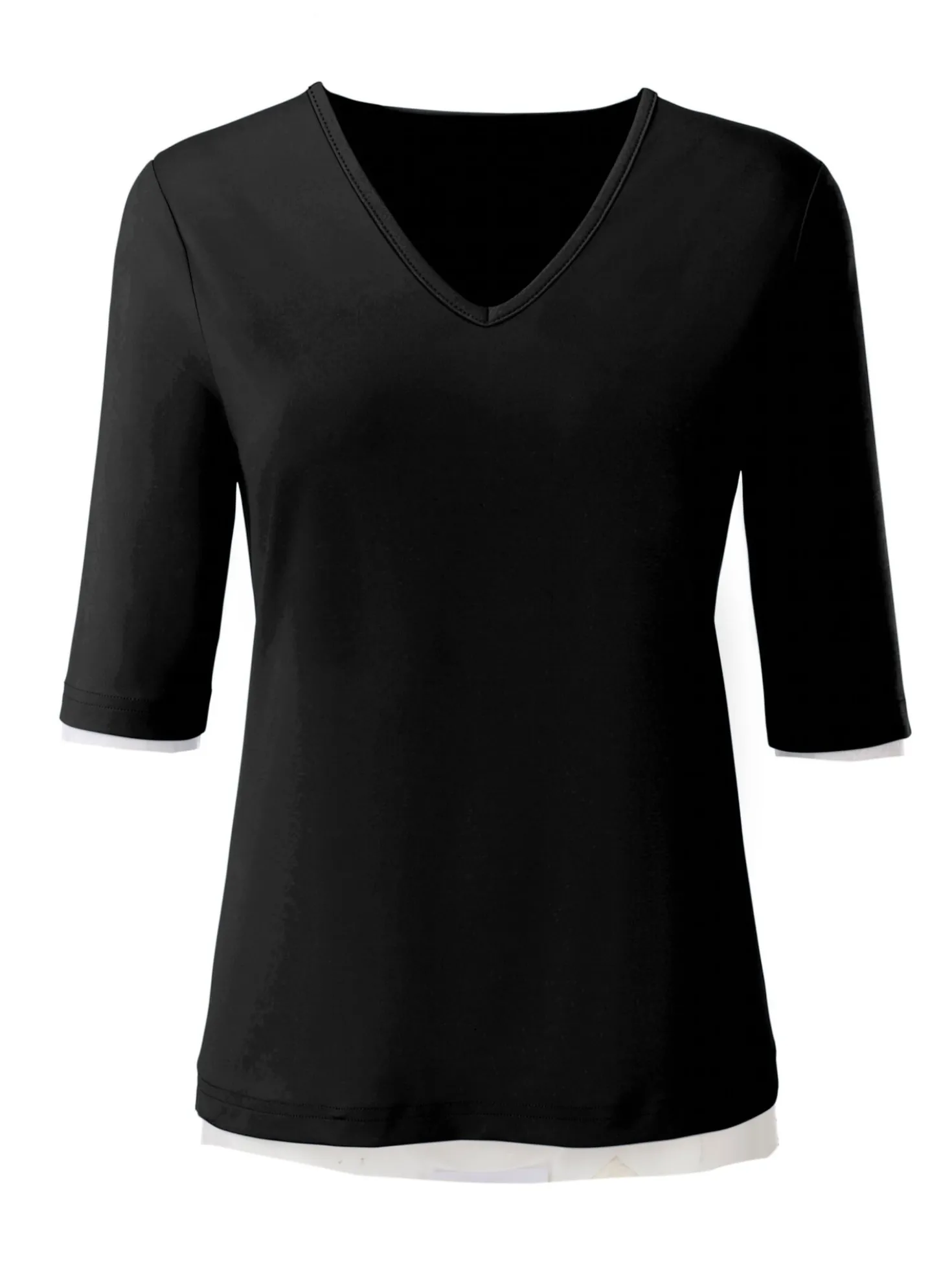 V-Shirt mit V-Ausschnitt, pflegeleicht