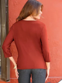 Wasserfallshirt mit 3/4-langen Ärmeln
