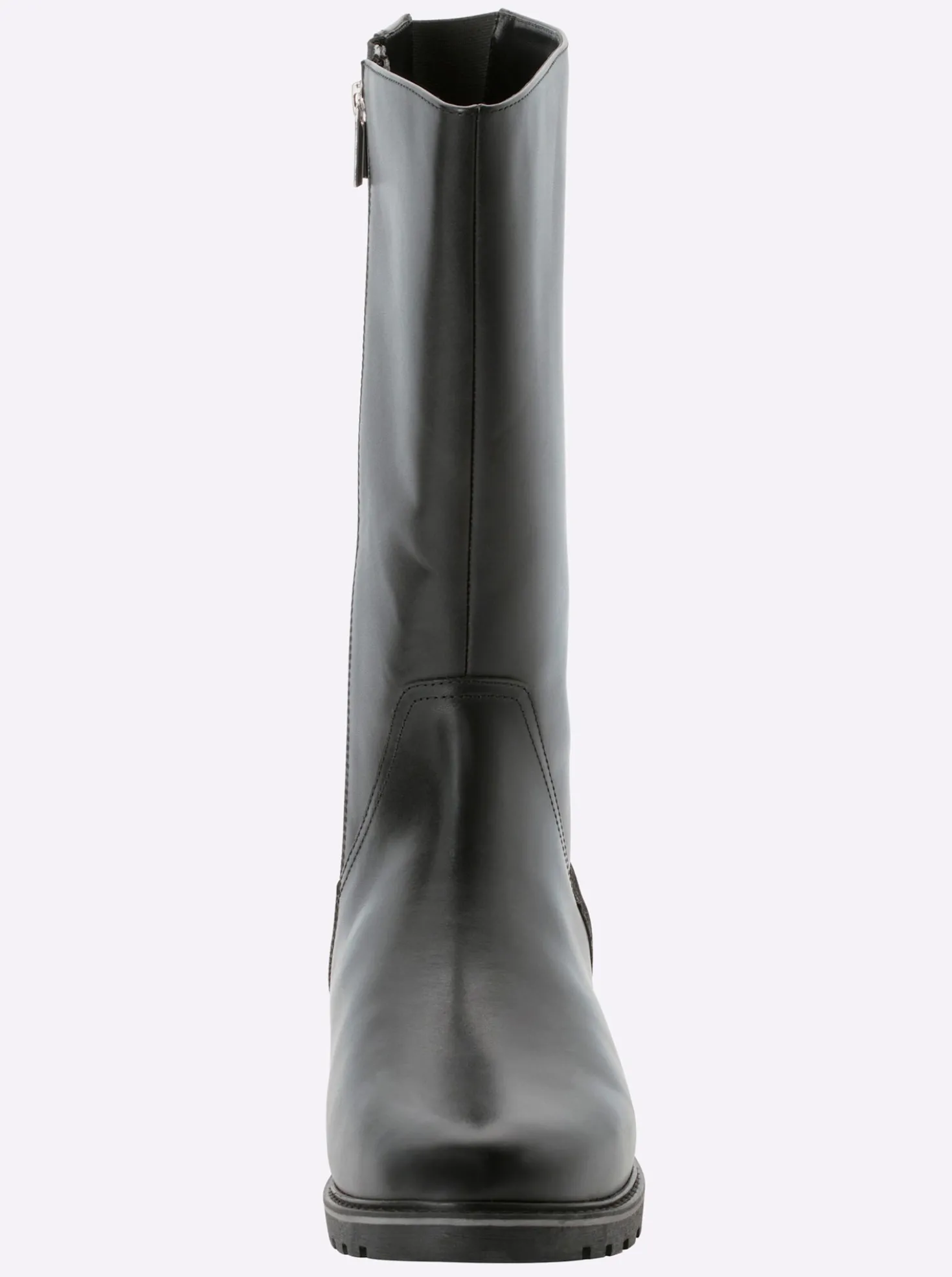 Weitschaftstiefel aus Rinds- und Veloursleder