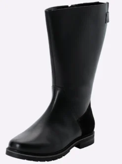 Weitschaftstiefel aus Rinds- und Veloursleder