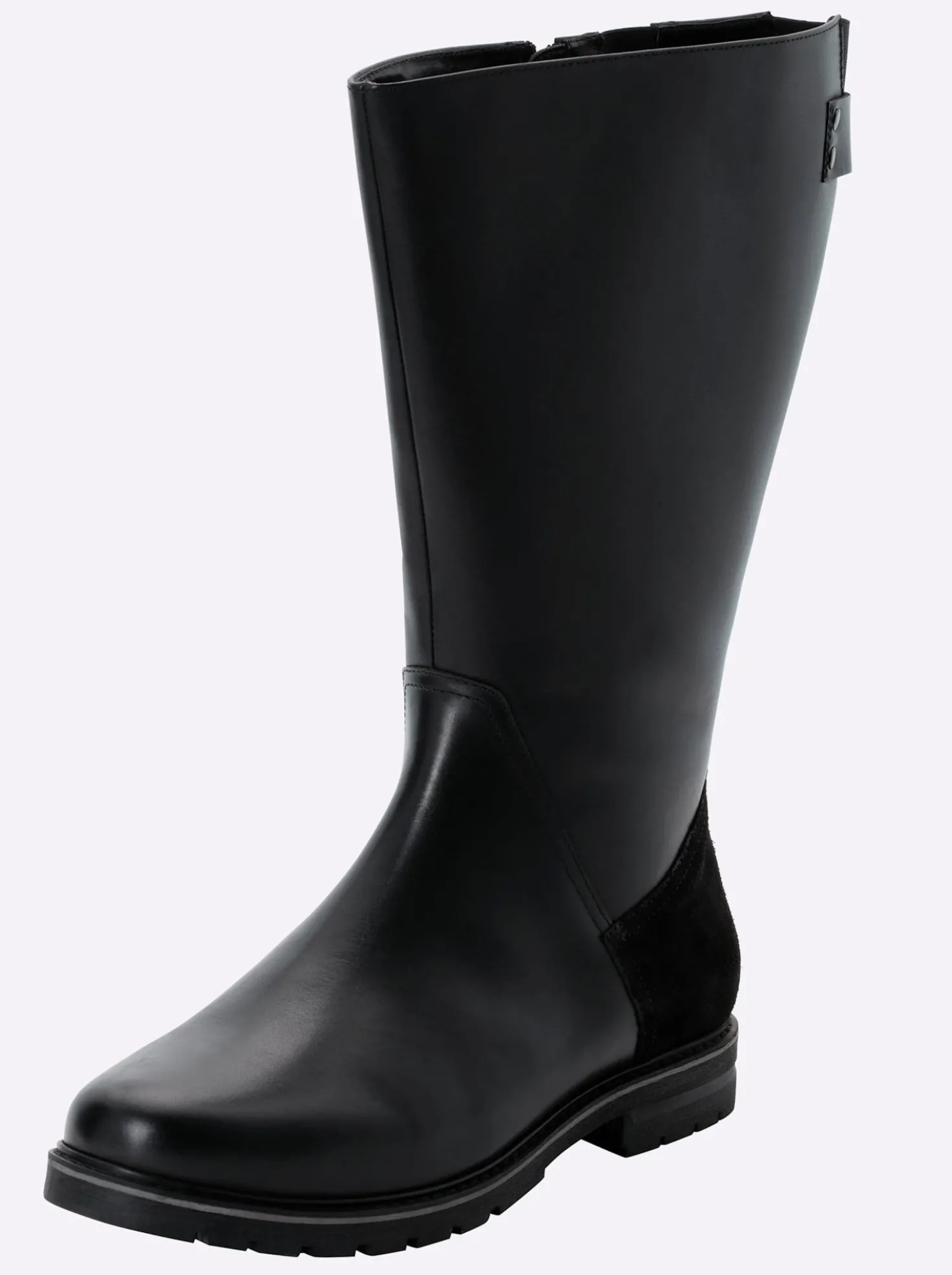 Weitschaftstiefel aus Rinds- und Veloursleder