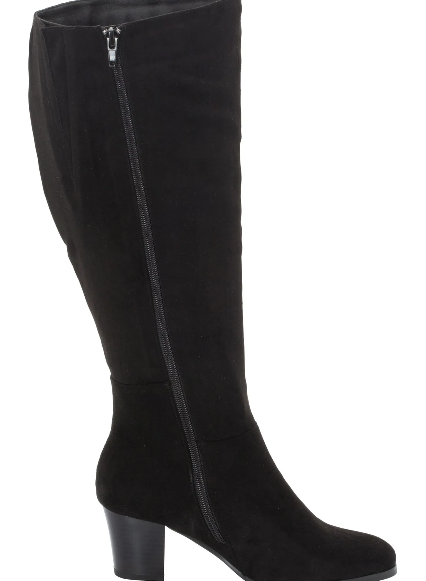 Weitschaftstiefel aus Velours-Lederimitat