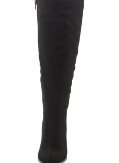 Weitschaftstiefel aus Velours-Lederimitat