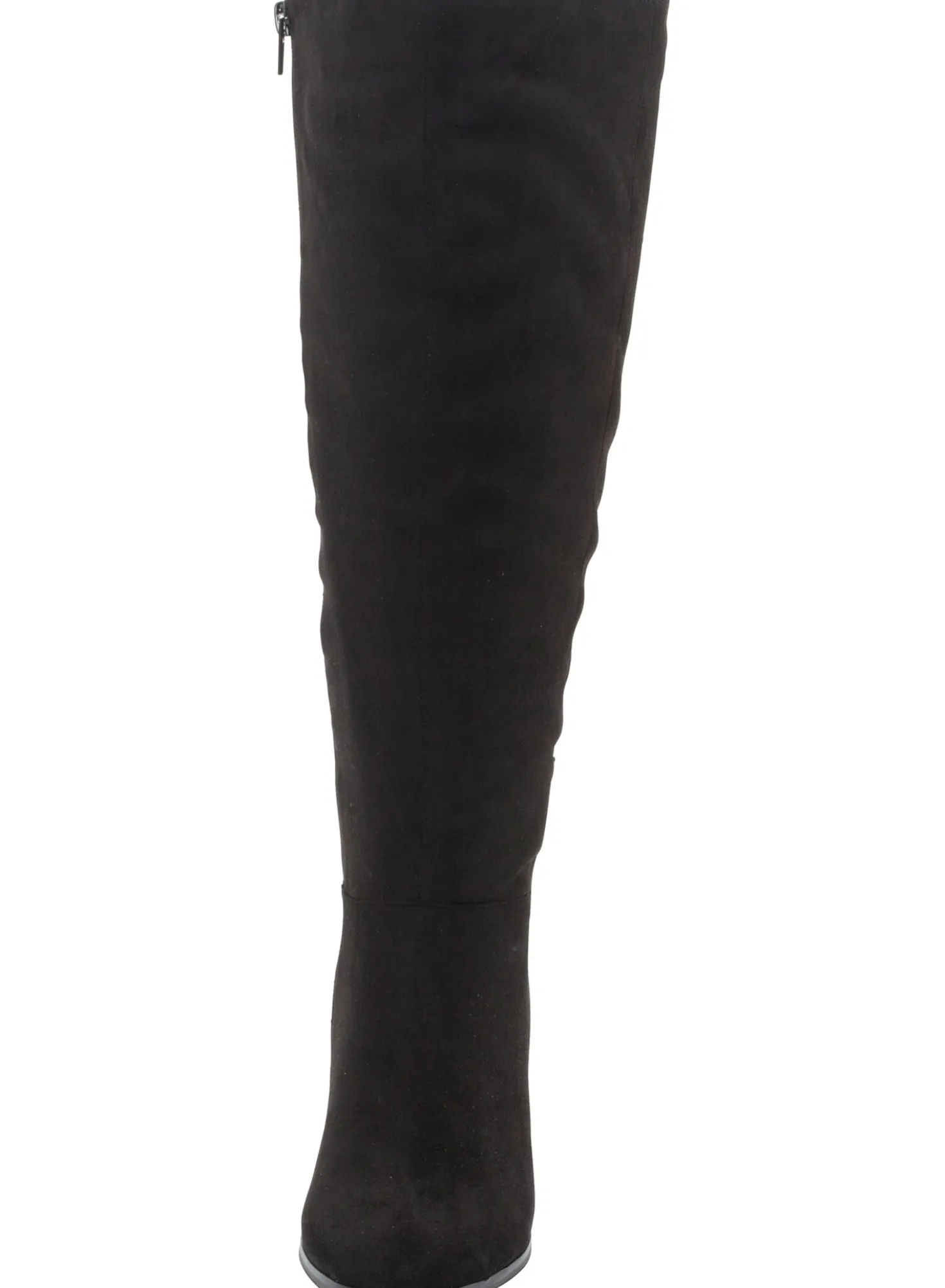 Weitschaftstiefel aus Velours-Lederimitat
