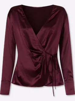 Wickelbluse im Seide-Viskose-Mix