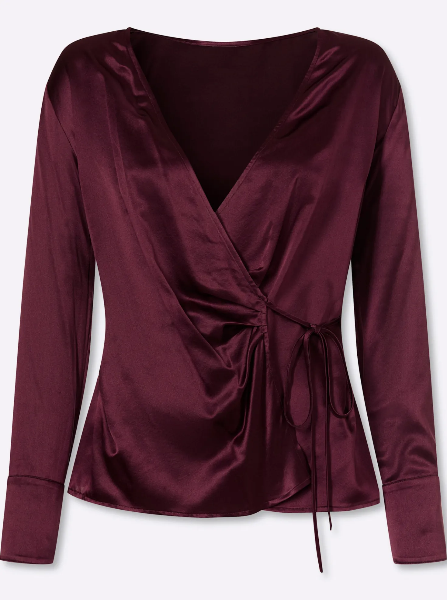Wickelbluse im Seide-Viskose-Mix