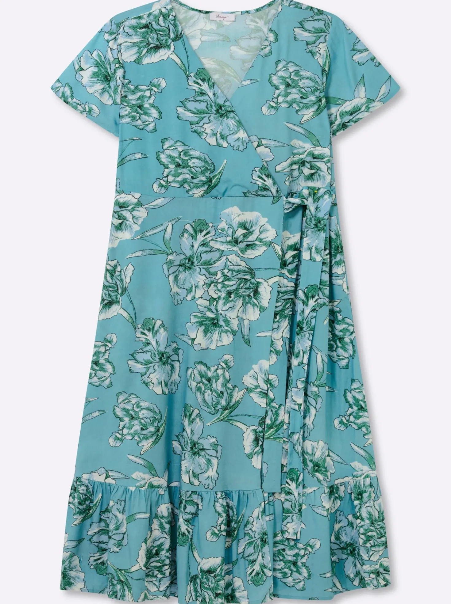 Wickelkleid mit Volant am Saum