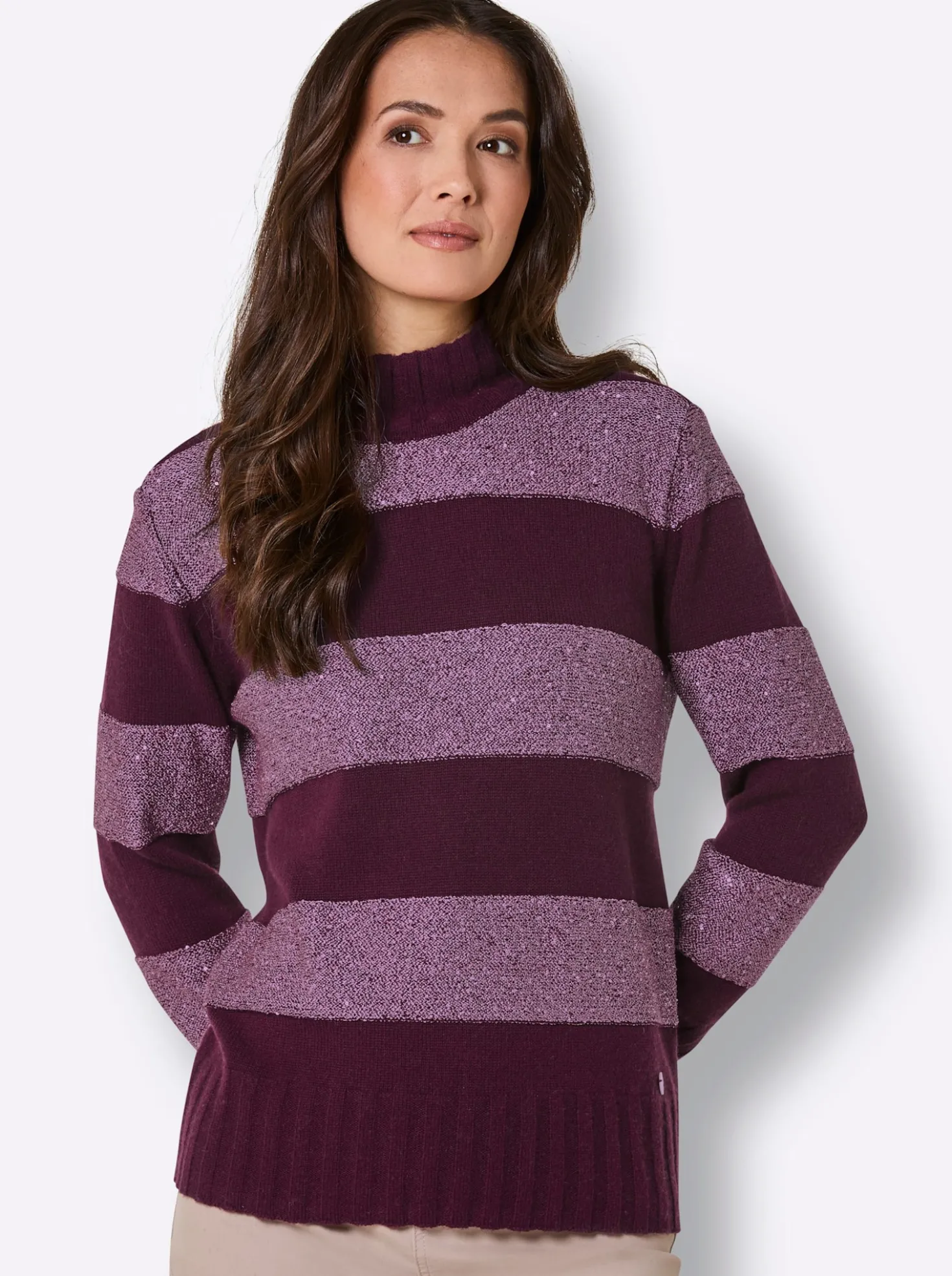 Wollpullover mit Paillettengarn