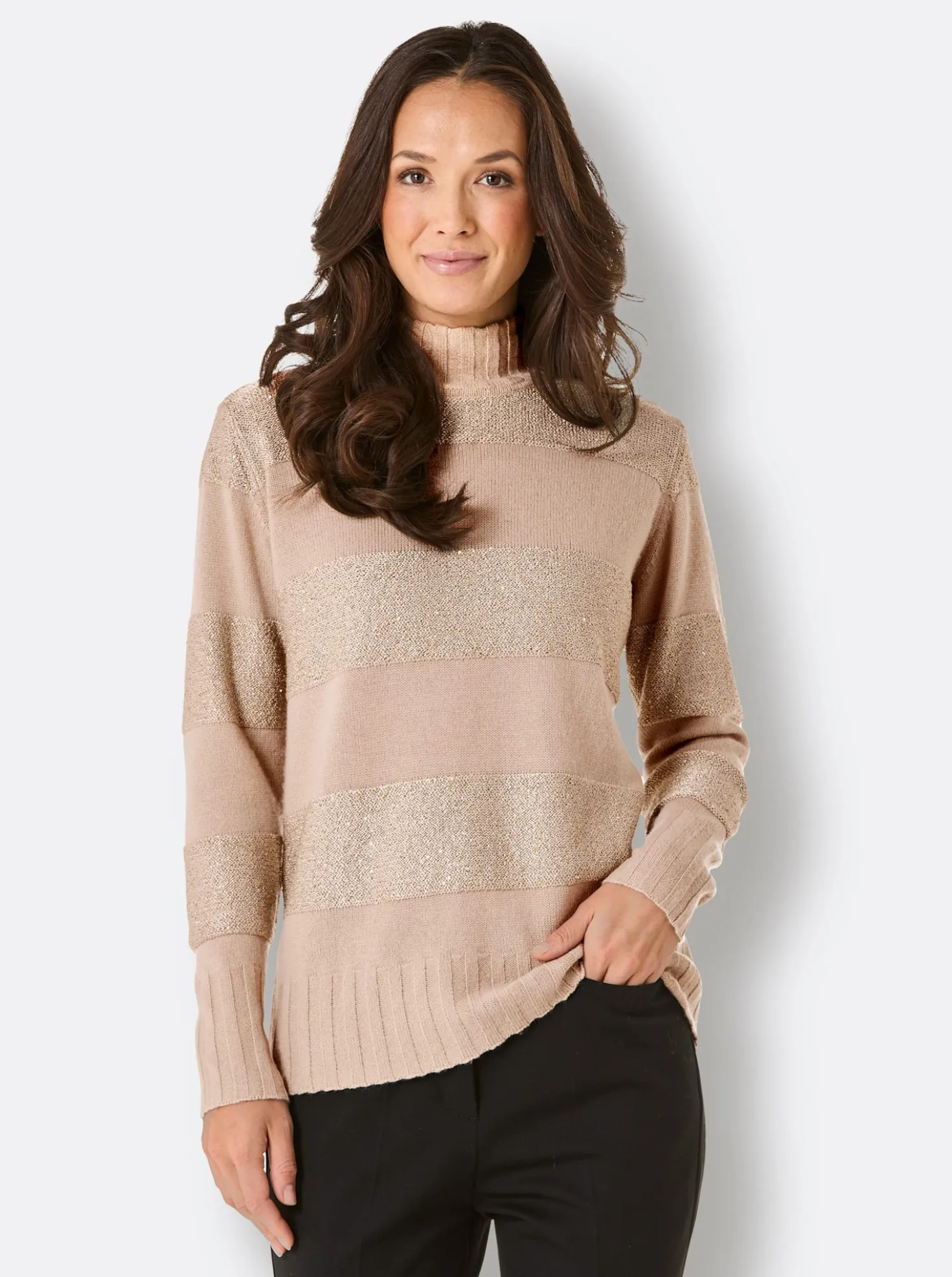 Wollpullover mit Paillettengarn